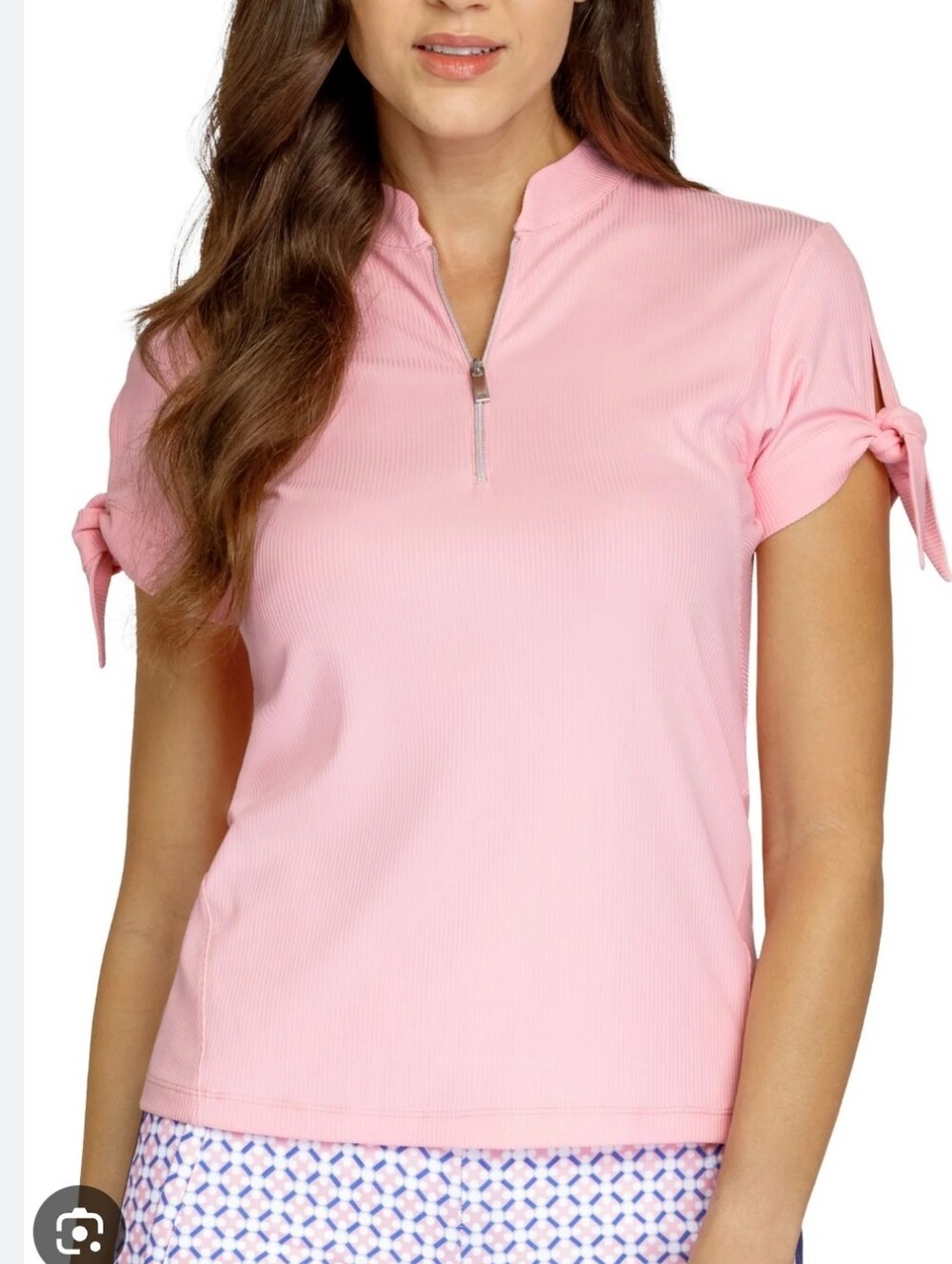 TAIL Mariel Icing Pink 1/4 Zip Tie Sleeve Golf Tennis Top Size S     #X